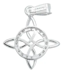 Dije Nudo de Bruja Plata 925 Zirconia con Cadena Figaro 3x1 - Imagen 3