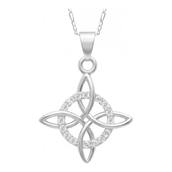 Dije Nudo de Bruja Plata 925 Zirconia con Cadena Figaro - Imagen 1