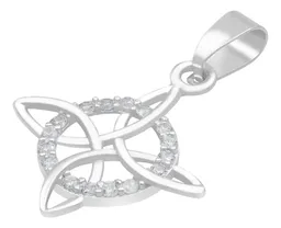 Dije Nudo de Bruja Plata 925 Zirconia con Cadena Figaro - Imagen 2