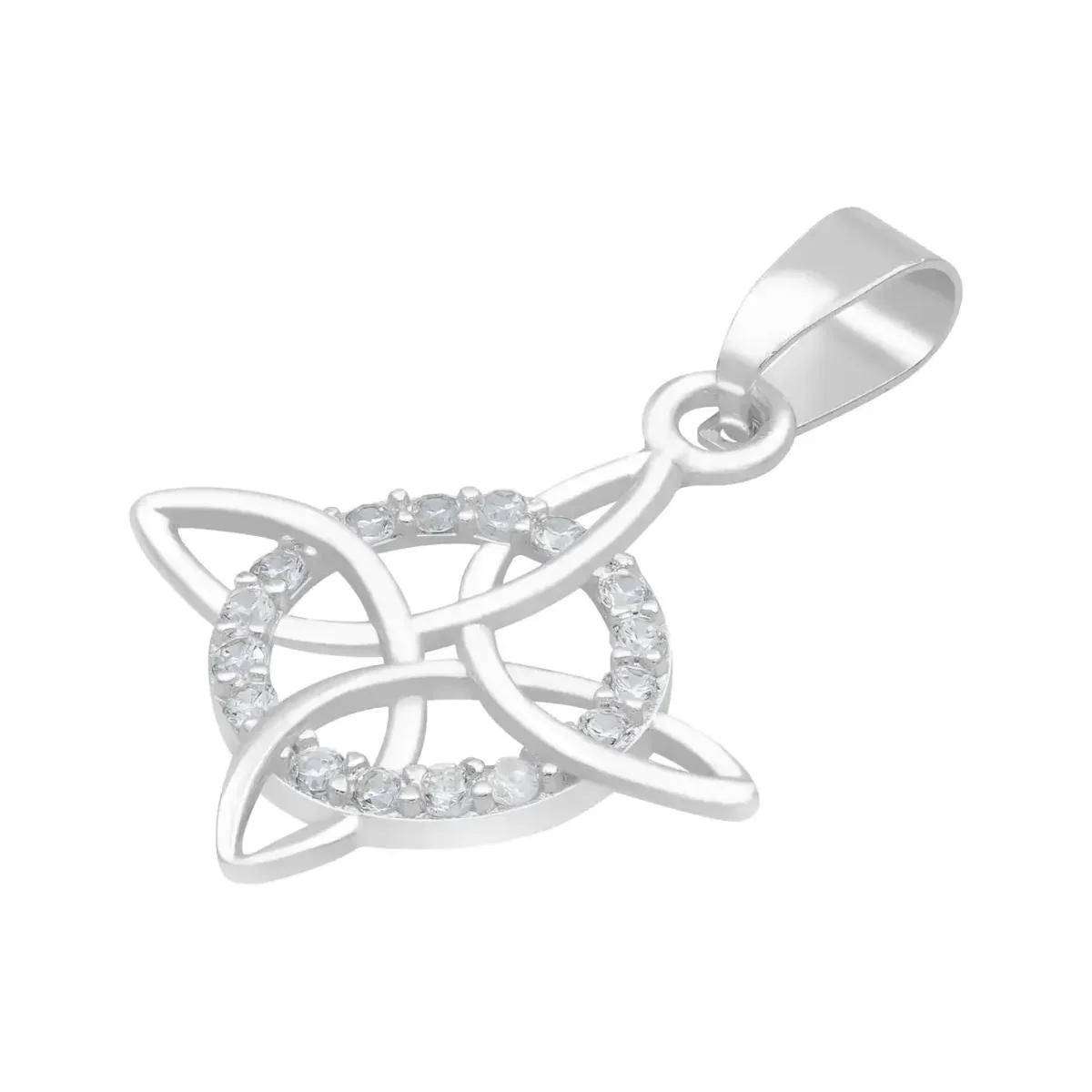Dije Nudo de Bruja Plata 925 Zirconia con Cadena Figaro - Imagen 2