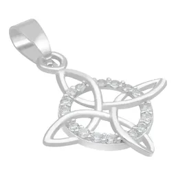 Dije Nudo de Bruja Plata 925 Zirconia con Cadena Figaro - Imagen 3