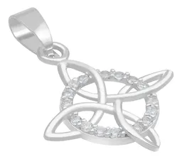 Dije Nudo de Bruja Plata 925 Zirconia con Cadena Figaro - Imagen 3