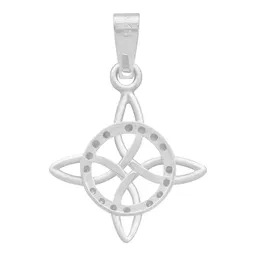 Dije Nudo de Bruja Plata 925 Zirconia con Cadena Figaro - Imagen 4