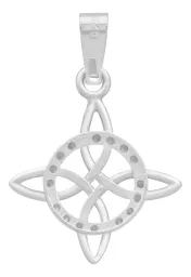 Dije Nudo de Bruja Plata 925 Zirconia con Cadena Figaro - Imagen 4