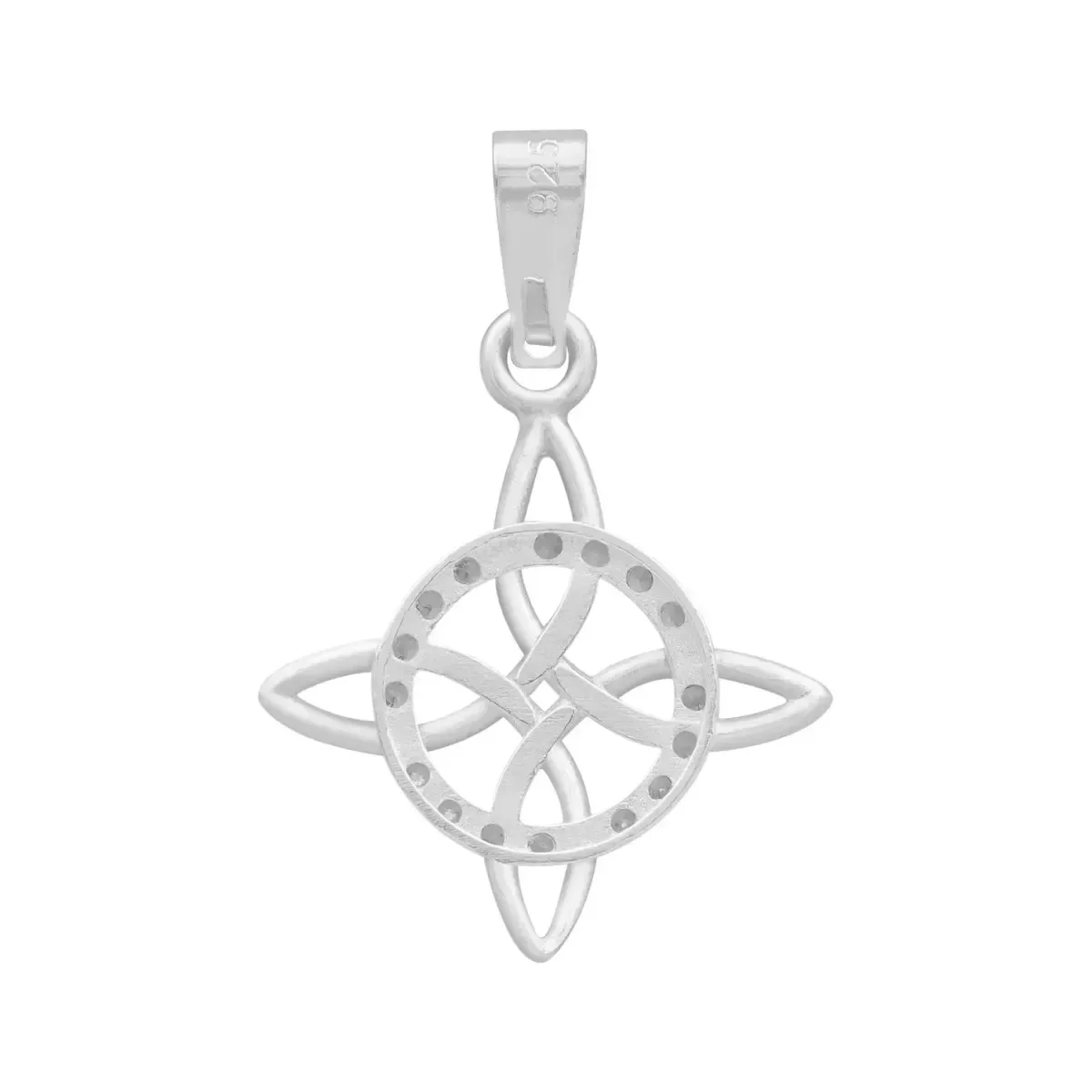 Dije Nudo de Bruja Plata 925 Zirconia con Cadena Figaro - Imagen 4