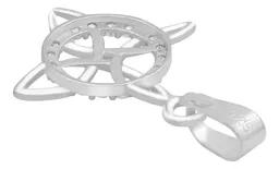 Dije Nudo de Bruja Plata 925 Zirconia con Cadena Figaro - Imagen 5
