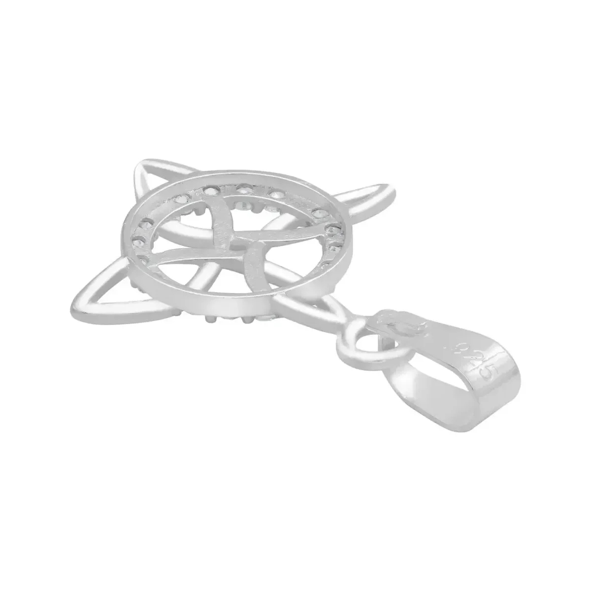 Dije Nudo de Bruja Plata 925 Zirconia con Cadena Figaro - Imagen 5