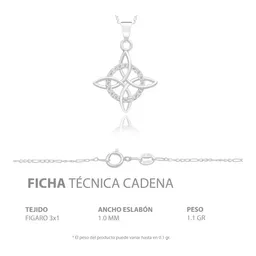 Dije Nudo de Bruja Plata 925 Zirconia con Cadena Figaro - Imagen 6