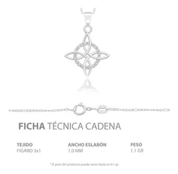 Dije Nudo de Bruja Plata 925 Zirconia con Cadena Figaro - Imagen 6