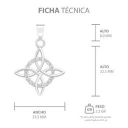 Dije Nudo de Bruja Plata 925 Zirconia con Cadena Figaro - Imagen 8