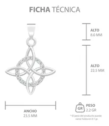 Dije Nudo de Bruja Plata 925 Zirconia con Cadena Figaro - Imagen 8