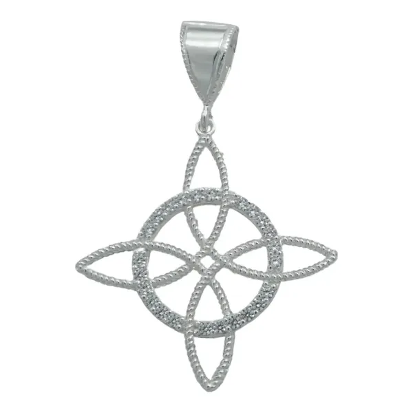 Dije Nudo de Bruja Plata 925 Zirconia Diseño Esotérico - Imagen 1