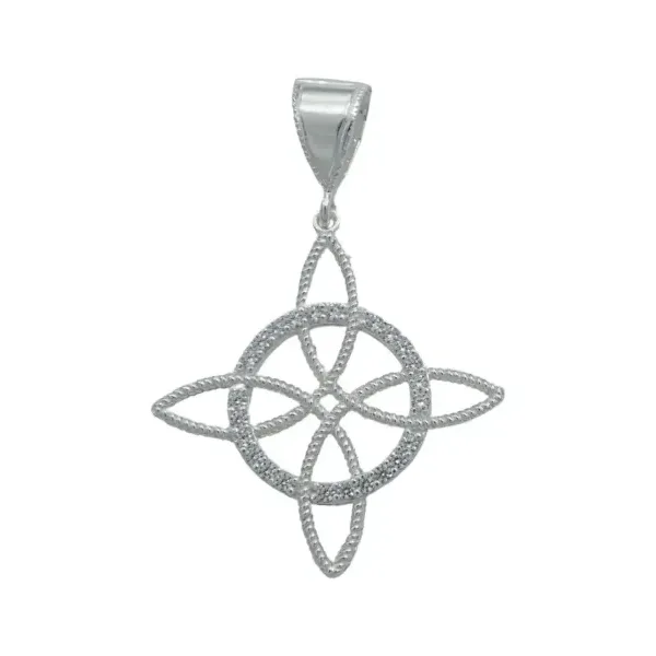 Dije Nudo de Bruja Plata 925 Zirconia Diseño Esotérico - Imagen 1