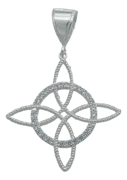 Dije Nudo de Bruja Plata 925 Zirconia Diseño Esotérico - Imagen 1