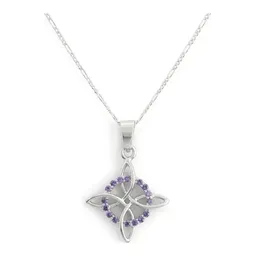 Dije Nudo de Bruja Plata .925 Zirconia Morada con Cadena Figaro - Imagen 1