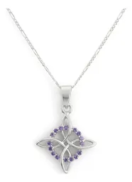Dije Nudo de Bruja Plata .925 Zirconia Morada con Cadena Figaro - Imagen 1