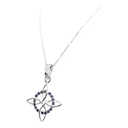 Dije Nudo de Bruja Plata .925 Zirconia Morada con Cadena Figaro - Imagen 2