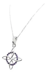 Dije Nudo de Bruja Plata .925 Zirconia Morada con Cadena Figaro - Imagen 2