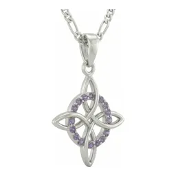 Dije Nudo de Bruja Plata .925 Zirconia Morada con Cadena Figaro - Imagen 3