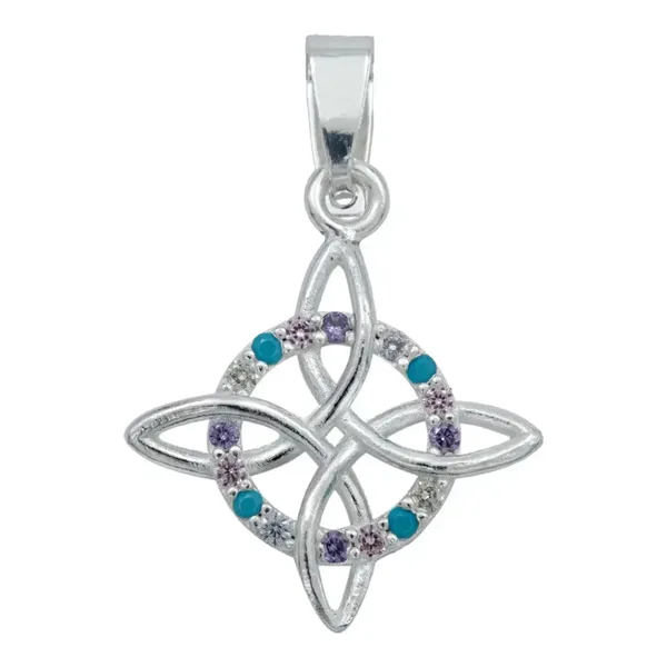 Dije Nudo de Bruja Plata 925 Zirconia Multicolor Protección - Imagen 1