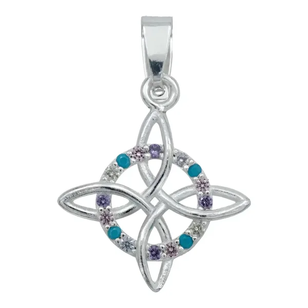 Dije Nudo de Bruja Plata 925 Zirconia Multicolor Protección - Imagen 1