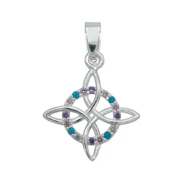 Dije Nudo de Bruja Plata 925 Zirconia Multicolor Protección - Imagen 1