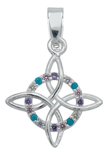 Dije Nudo de Bruja Plata 925 Zirconia Multicolor Protección - Imagen 1