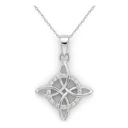 Dije Nudo de Bruja Plata 925 Zirconias con Cadena 50cm - Imagen 1