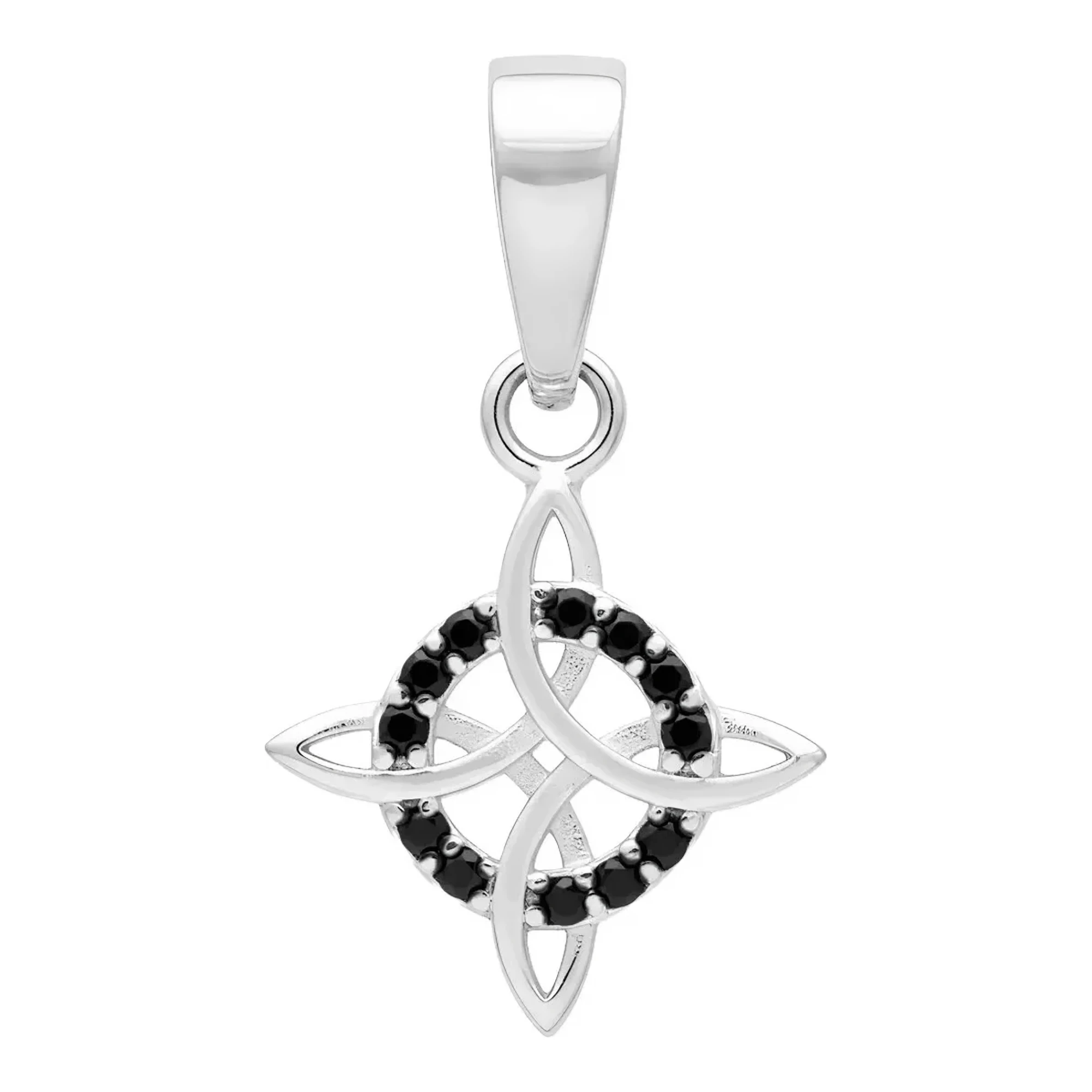 Dije nudo de bruja plata ley 925 con zirconia negra corte circular acabado liso diseno celta wicca unisex para collar
