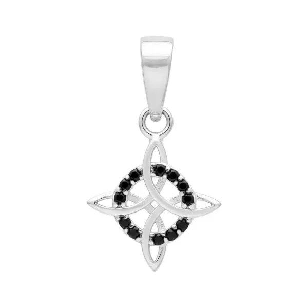 Dije Nudo de Bruja Plata Ley 925 con Zirconia Negra Unisex - Imagen 1