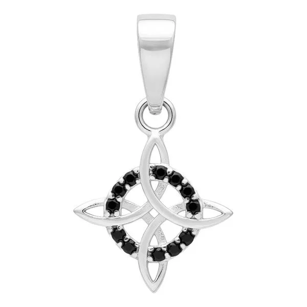 Dije Nudo de Bruja Plata Ley 925 con Zirconia Negra Unisex - Imagen 1