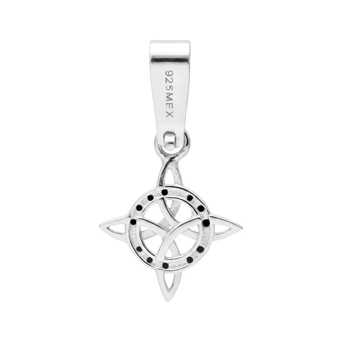 Dije Nudo de Bruja Plata Ley 925 con Zirconia Negra Unisex - Imagen 2