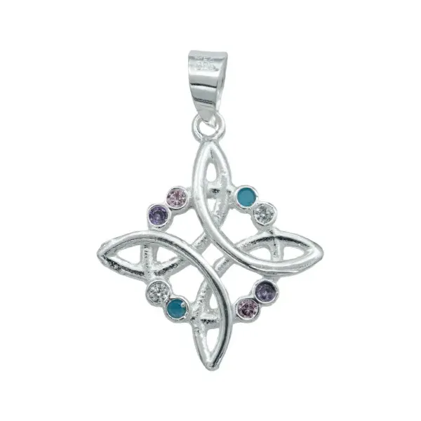 Dije Nudo de Bruja Plata Ley 925 con Zirconias Multicolor - Imagen 1