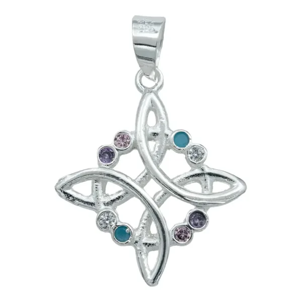 Dije Nudo de Bruja Plata Ley 925 con Zirconias Multicolor - Imagen 1