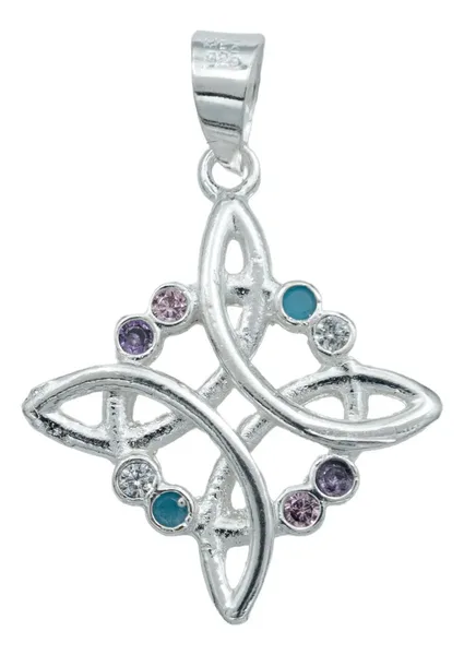 Dije Nudo de Bruja Plata Ley 925 con Zirconias Multicolor - Imagen 1