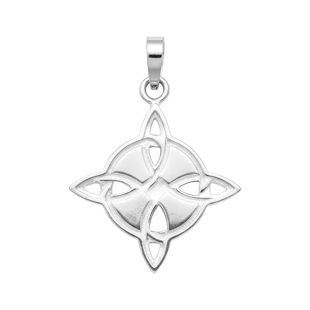 Dije Nudo de Bruja Plata Ley 925 Triqueta Lunar con Zirconia - Imagen 2