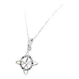 Dije Nudo de Bruja Plata Ley .925 Zirconia Multicolor con Cadena - Imagen 3