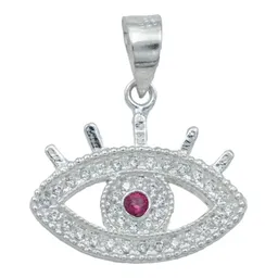 Dije Ojo Turco Plata 925 Zirconias Fucsia Amuleto Protección - Imagen 1