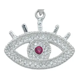 Dije Ojo Turco Plata 925 Zirconias Fucsia Amuleto Protección - Imagen 2