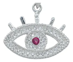Dije Ojo Turco Plata 925 Zirconias Fucsia Amuleto Protección - Imagen 2