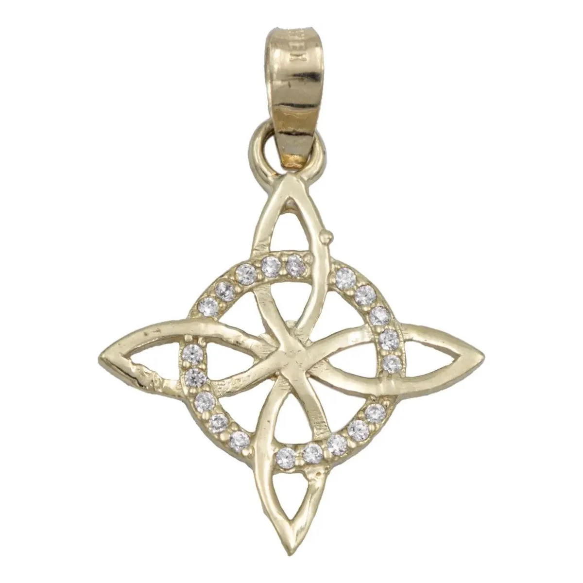 Dije Oro 10k Nudo de Bruja Celta con Zirconia, colgante de oro 10k amuleto protección, joya significativa para mujer.