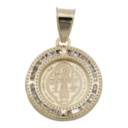 Dije Oro 10k San Benito Doble Vista con Zirconia - Imagen 1