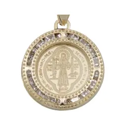 Dije Oro 10k San Benito Doble Vista con Zirconia - Imagen 2