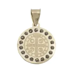 Dije Oro 10k San Benito Doble Vista con Zirconia - Imagen 3