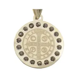 Dije Oro 10k San Benito Doble Vista con Zirconia - Imagen 4