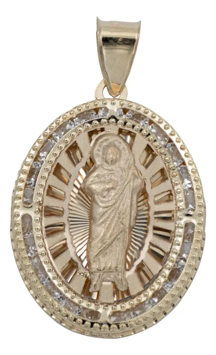 Dije Oro 10k San Judas Tadeo diamantado con zirconia - Joyaris joyería fina artesanal mexicana