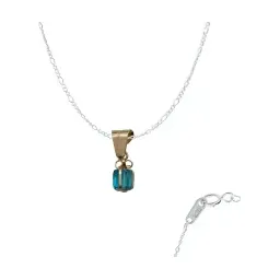 Dije Oro 10k Zirconia Celeste Cadena Delicada para Mujer - Imagen 1
