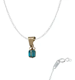 Dije Oro 10k Zirconia Celeste Cadena Delicada para Mujer - Imagen 1