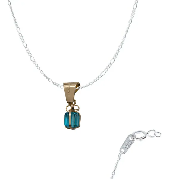 Dije Oro 10k Zirconia Celeste Cadena Delicada para Mujer - Imagen 1