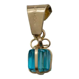 Dije Oro 10k Zirconia Celeste Cadena Delicada para Mujer - Imagen 2